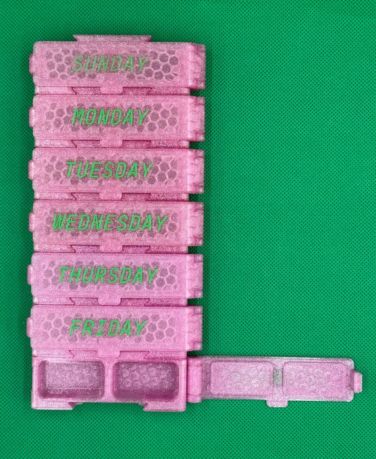 Weekly Pill Organizer | 7 Day Medication | Vitamins | Supplements | Multiple Colors | Modular | Modern Pill Box | Detachable | 3D Printed
