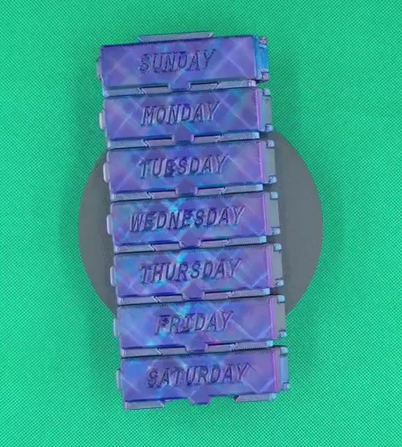 Weekly Pill Organizer | 7 Day Medication | Vitamins | Supplements | Multiple Colors | Modular | Modern Pill Box | Detachable | 3D Printed