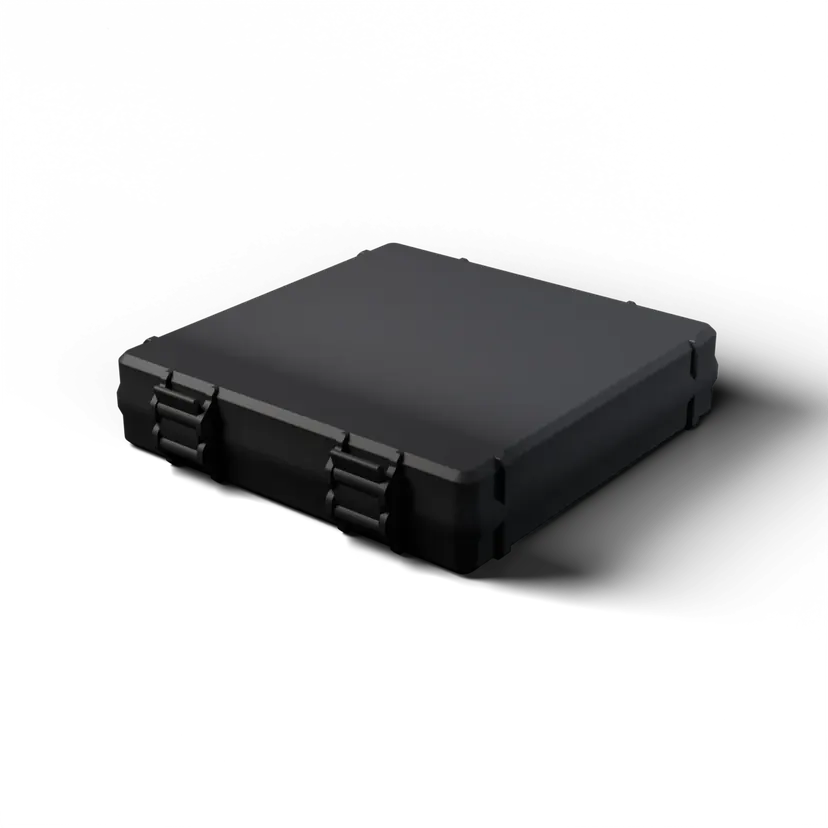 Closed 100-slot vial case, studio render